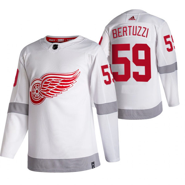  Men's Detroit Red Wings #59 Tyler Bertuzzi White 2021 Reverse Retro Special Edition Jersey 