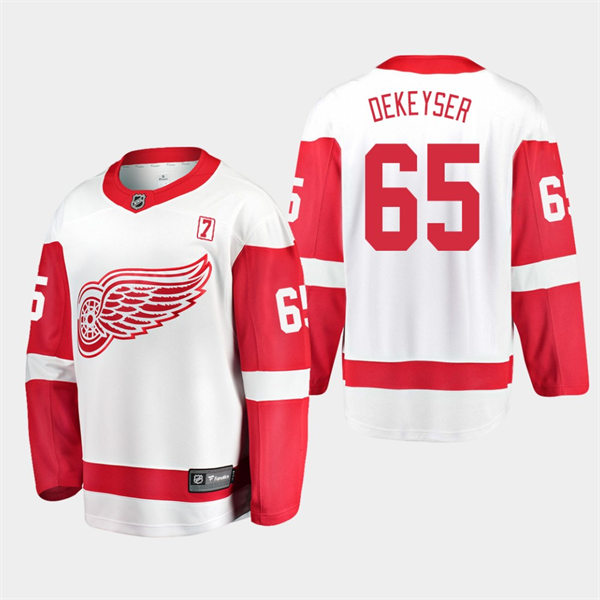  Men's Detroit Red Wings #65 Danny DeKeyser Adidas White Away Jersey 