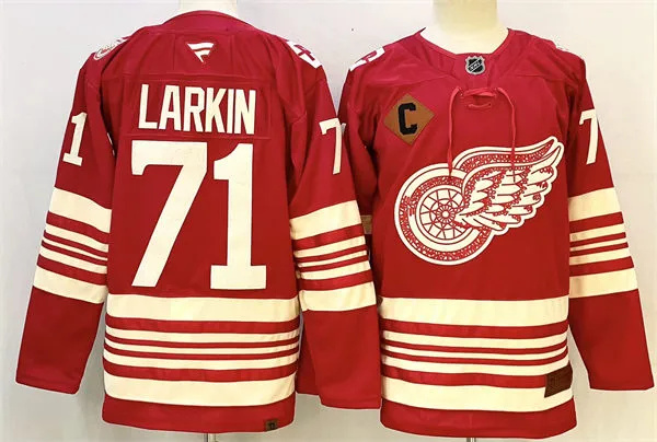 Men's Detroit Red Wings #71 Dylan Larkin Red Heritage-Rich Centennial Premium Jersey 