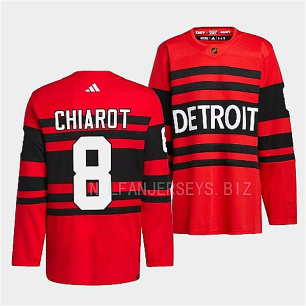  Men's Detroit Red Wings #8 Ben Chiarot Red 2022 Reverse Retro Primegreen Jersey 