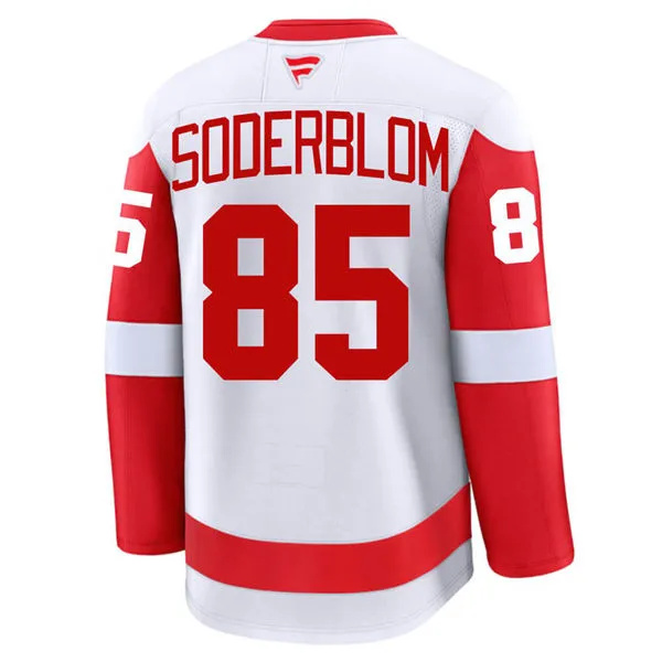  Men's Detroit Red Wings #85 Elmer Soderblom Fanatics White Away Jersey 