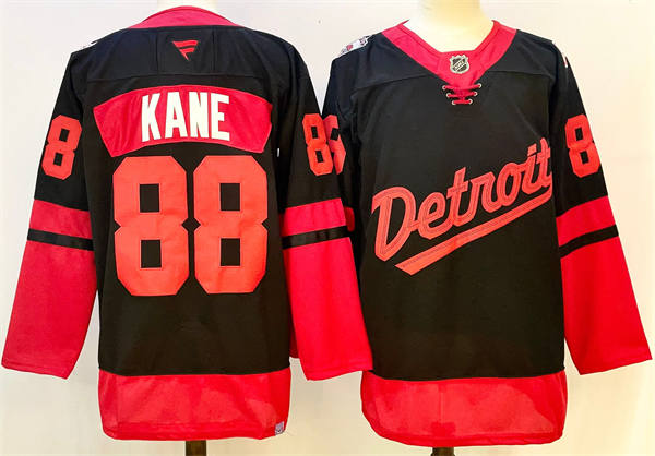  Men's Detroit Red Wings #88 Patrick Kane Fanatics Black 2025 NHL Stadium Series Premium Player Jersey 