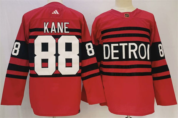  Men's Detroit Red Wings #88 Patrick Kane Red 2022 Reverse Retro Primegreen Jersey 