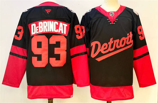 Men's Detroit Red Wings #93 Alex DeBrincat Fanatics Black 2025 NHL Stadium Series Premium Player Jersey 