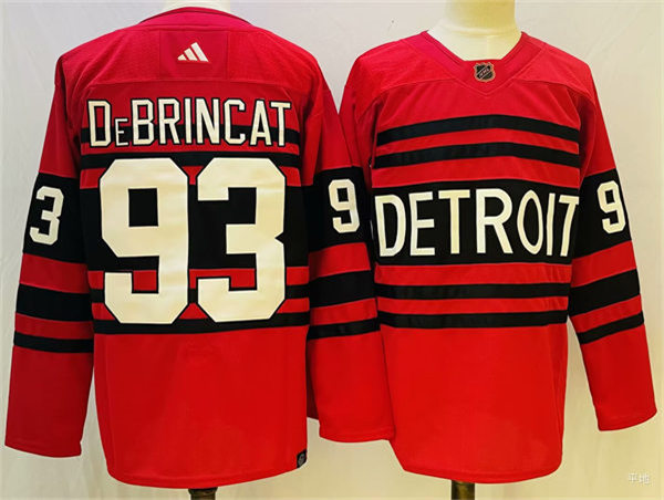  Men's Detroit Red Wings #93 Alex DeBrincat Red 2022 Reverse Retro Primegreen Jersey 