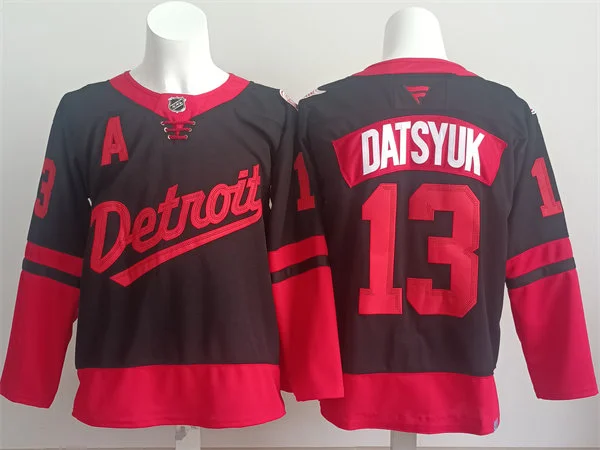  Men's Detroit Red Wings Retired Player #13 Pavel Datsyuk Black 2025 NHL Stadium Series Premium team Jersey 