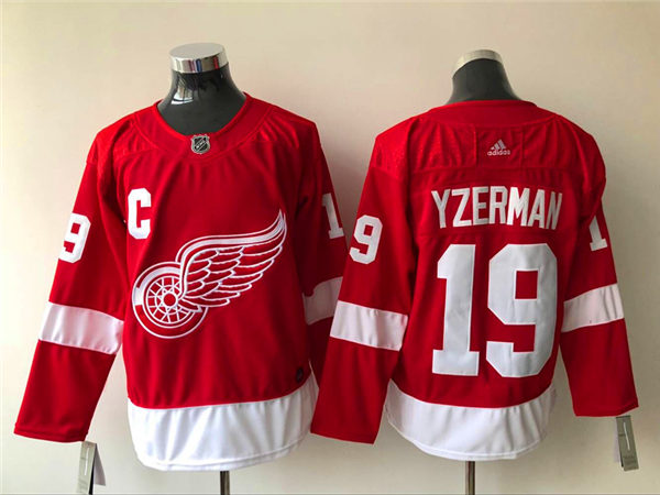 Men's Detroit Red Wings Retired Player #19 Steve Yzerman Adidas Home Red Jersey 