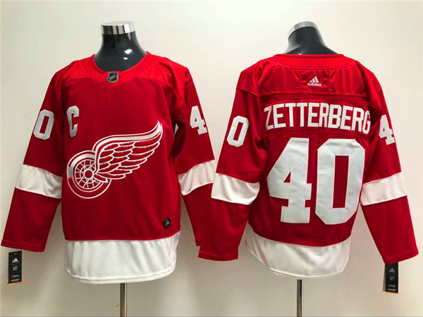  Men's Detroit Red Wings Retired Player #40 Henrik Zetterberg Adidas Home Red Jersey 