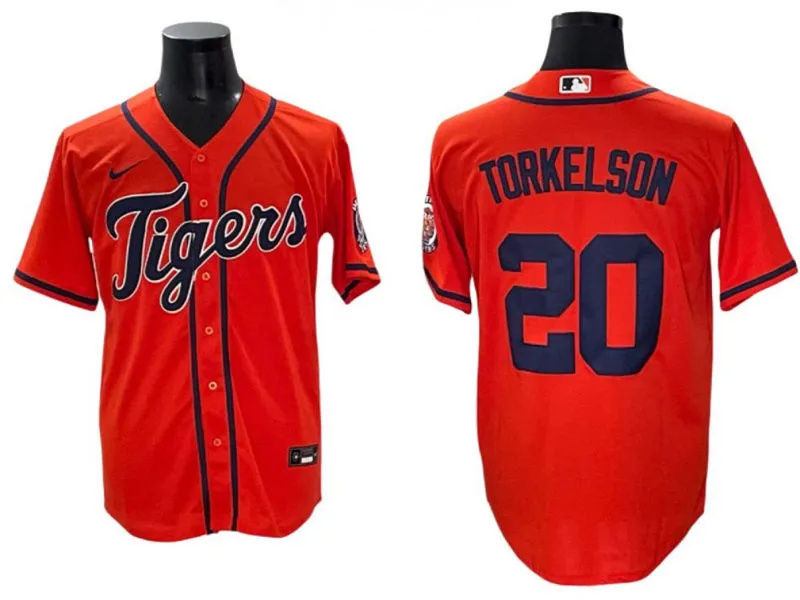  Men's Detroit Tigers #20 Spencer Torkelson Orange Limited Player Jersey 