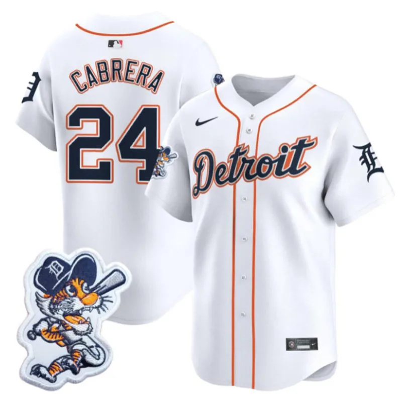  Men's Detroit Tigers #24 Miguel Cabrera Paws Patch Vapor Limited Jersey  
