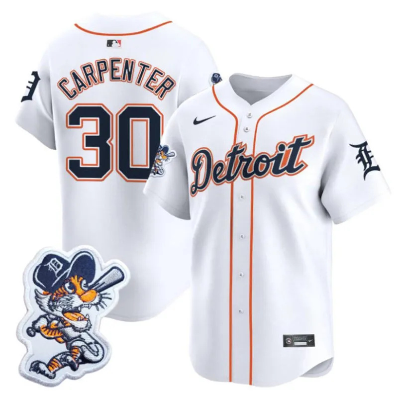  Men's Detroit Tigers #30 Kerry Carpenter Paws Patch Vapor Limited Jersey 