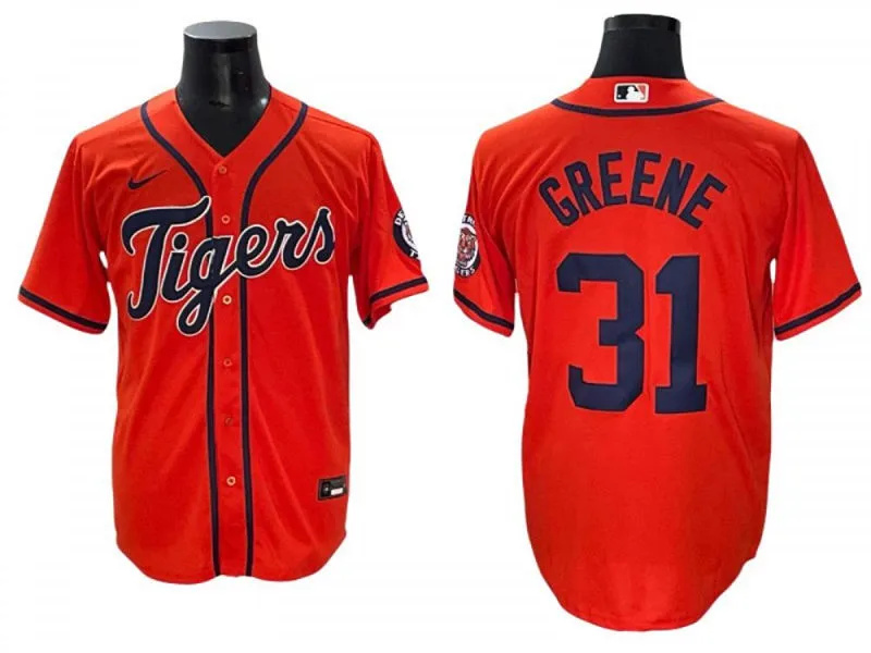  Men's Detroit Tigers #31 Riley Greene Orange Limited Player Jersey 