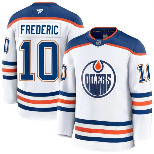  Men's Edmonton Oilers #10 Trent Frederic Fanatics Away White Player Jersey 