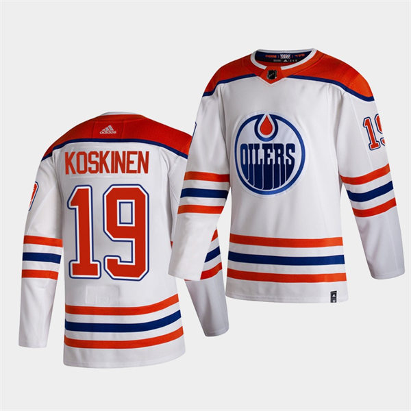  Men's Edmonton Oilers #19 Mikko Koskinen adidas White 2021 Reverse Retro Jersey 