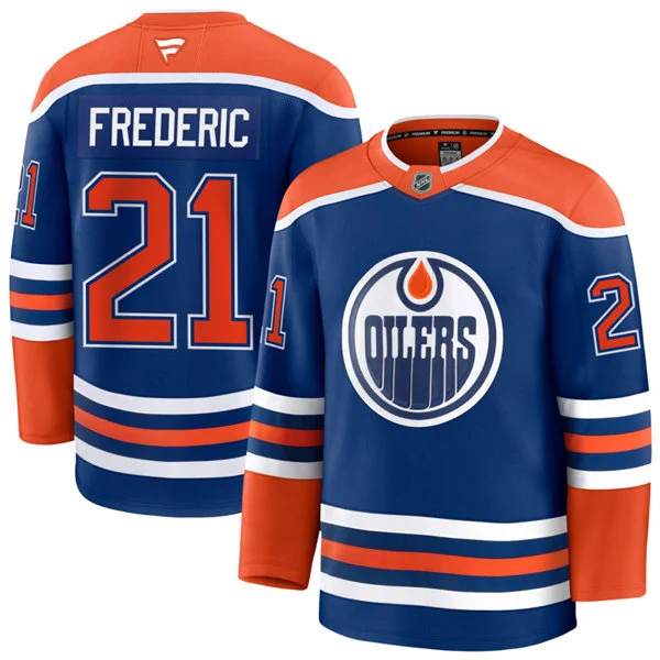  Men's Edmonton Oilers #21 Trent Frederic Fanatics Home Royal Premium Jersey 