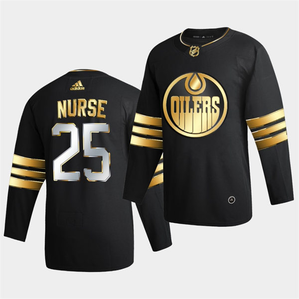  Men's Edmonton Oilers #25 Darnell Nurse Adidas 2021-22 Black Golden Edition Limited Jersey 