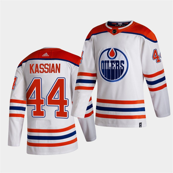  Men's Edmonton Oilers #44 Zack Kassian adidas White 2021 Reverse Retro Jersey  
