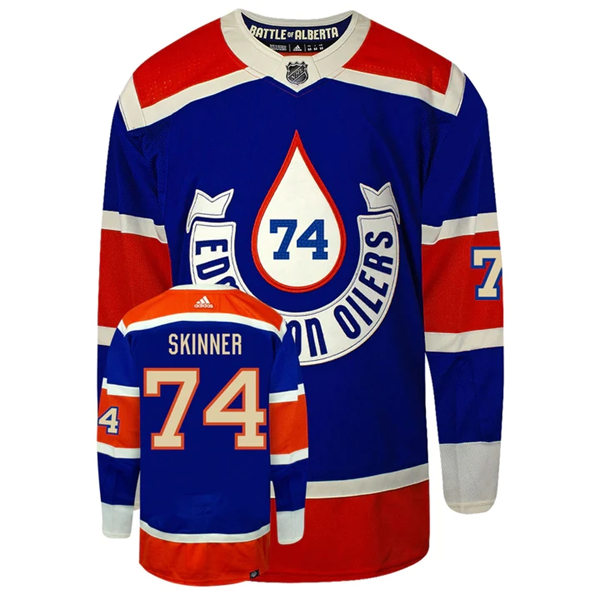  Men's Edmonton Oilers #74 Stuart Skinner 2023 NHL Heritage Classic Premier Player Jersey Royal 