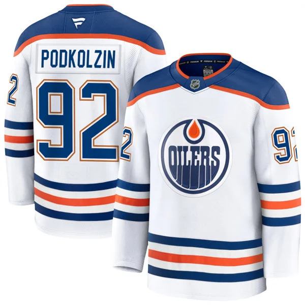  Men's Edmonton Oilers #92 Vasily Podkolzin Fanatics Away White Player Jersey 