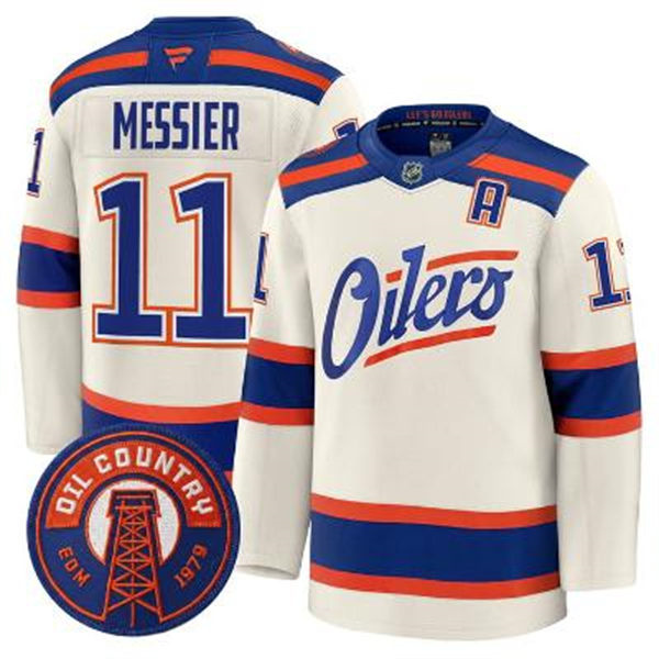  Men's Edmonton Oilers Retired Player #11 Mark Messier Cream Alternate Oil Country Jersey 