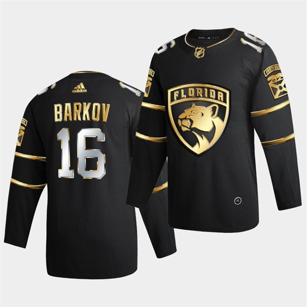  Men's Florida Panthers #16 Aleksander Barkov 2021 Black Golden Edition Jersey 