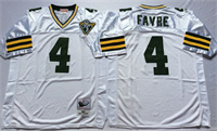  Men's Green Bay Packers #4 Brett Favre White 75TH Mitchell&Ness Throwback Jersey 
