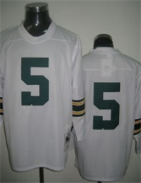  Men's Green Bay Packers #5 Paul Hornung White Long-Sleeved Throwback Jersey 
