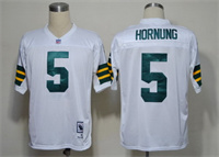  Men's Green Bay Packers #5 Paul Hornung White Short-Sleeved Throwback Jersey 