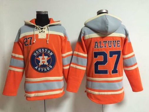  Men's Houston Astros #27 Jose Altuve Alternate Orange MLB Hoodie 