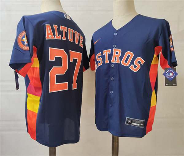  Men's Houston Astros #27 Jose Altuve Nike Navy Alternate Coolbase Jersey 