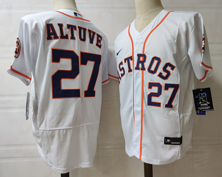  Men's Houston Astros #27 Jose Altuve Nike White Home Flexbase Jersey 