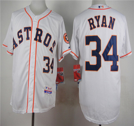  Men's Houston Astros #34 Nolan Ryan White Cool Base Baseball Jersey 