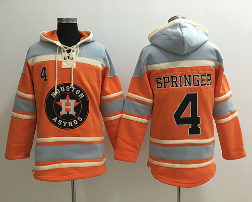  Men's Houston Astros #4 George Springer Orange Baseball MLB Hoodie 
