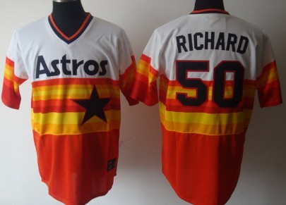  Men's Houston Astros #50 J. R. Richard Rainbow Throwback Jersey 