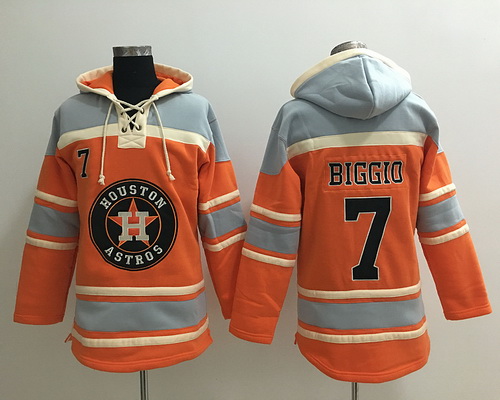  Men's Houston Astros #7 Craig Biggio Retired Orange Baseball MLB Hoodie 