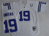  Men's Indianapolis Colts #19 Johnny Unitas White Throwback Jersey 