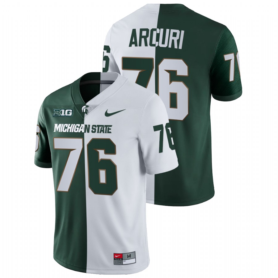  Men's Jersey AJ Arcuri Michigan State Spartans Split Edition College Football Jersey White Green