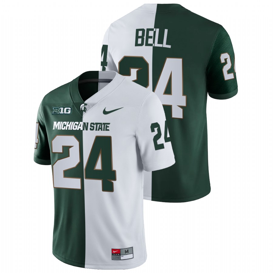  Men's Jersey Le'Veon Bell Michigan State Spartans Split Edition College Football Jersey White Green