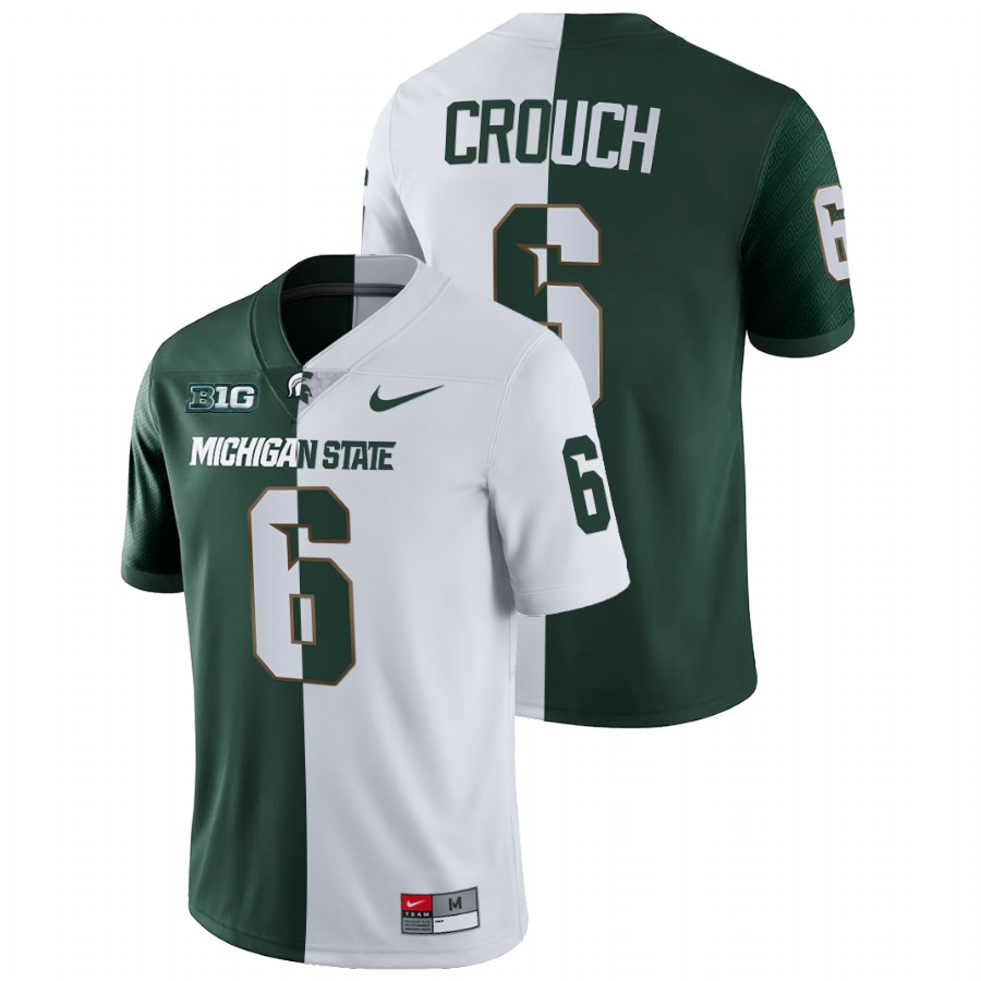  Men's Jersey Quavaris Crouch Michigan State Spartans Split Edition College Football Jersey White Green