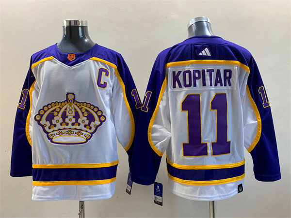  Men's Los Angeles Kings #11 Anze Kopitar White 2022-23 Reverse Retro 2.0 Jersey  