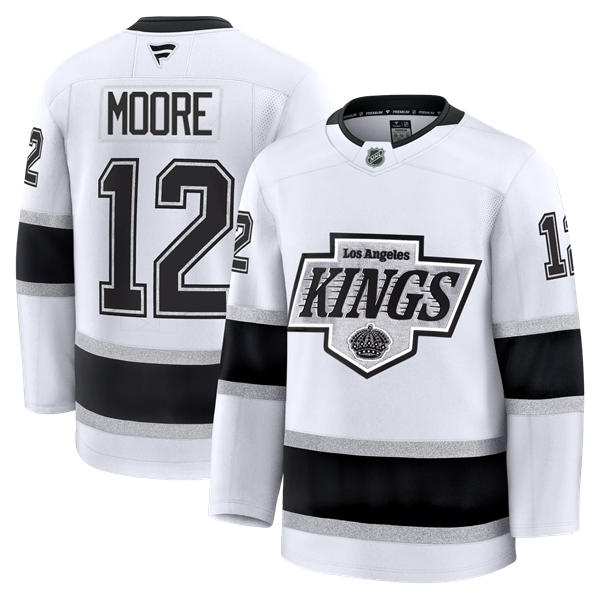  Men's Los Angeles Kings #12 Trevor Moore Fanatics White Away Premier Player Jersey 