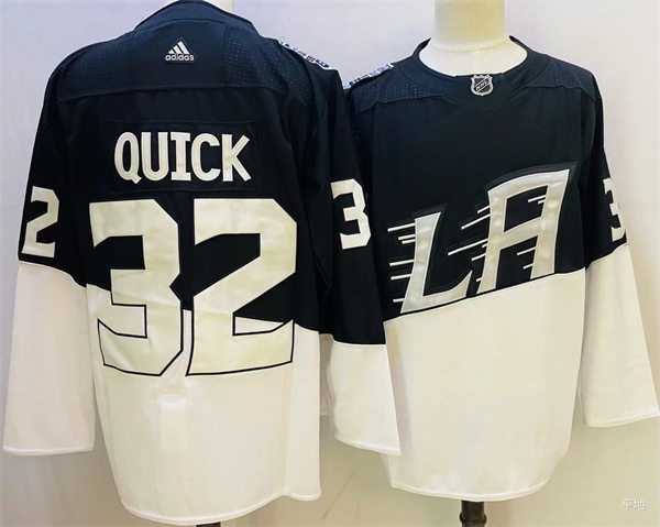  Men's Los Angeles Kings #32 Jonathan Quick Black White 2020 Stadium Series Jersey 