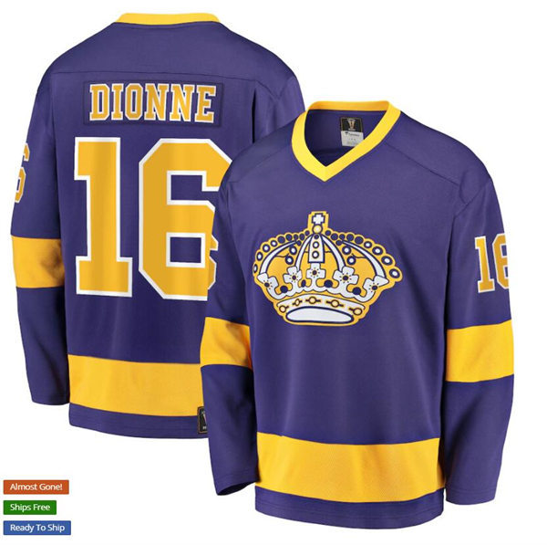  Men's Los Angeles Kings Retired Player #16 Marcel Dionne Purple CCM Vintage Premier Jersey 