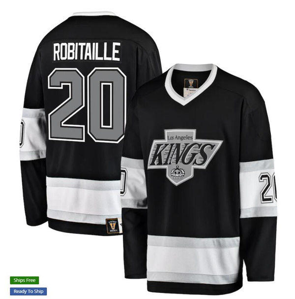  Men's Los Angeles Kings Retired Player #20 Luc Robitaille  Black CCM Vintage Premier Jersey 