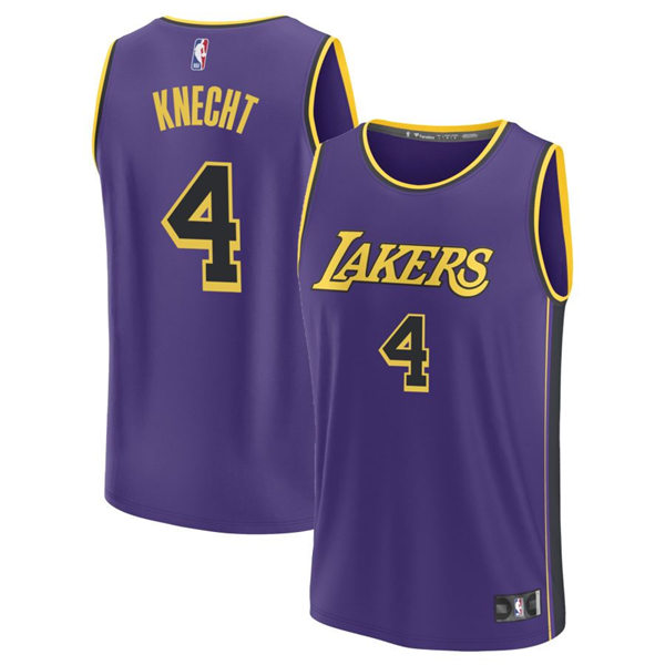  Men's Los Angeles Lakers #4 Dalton Knecht Purple Statement Edition Jersey 
