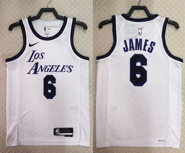  Men's Los Angeles Lakers #6 LeBron James White 2022-23 City Edition Jersey 