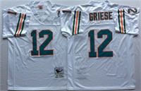  Men's Miami Dolphins #12 Bob Griese White Throwback Jersey 