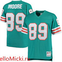  Men's Miami Dolphins Nat Moore Mitchell & Ness Aqua Retired Player Replica Jersey 