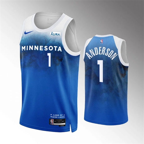  Men's Minnesota Timberwolves #1 Kyle Anderson 2023-24 City Edition Jersey Predominantly Predominantly Blue 