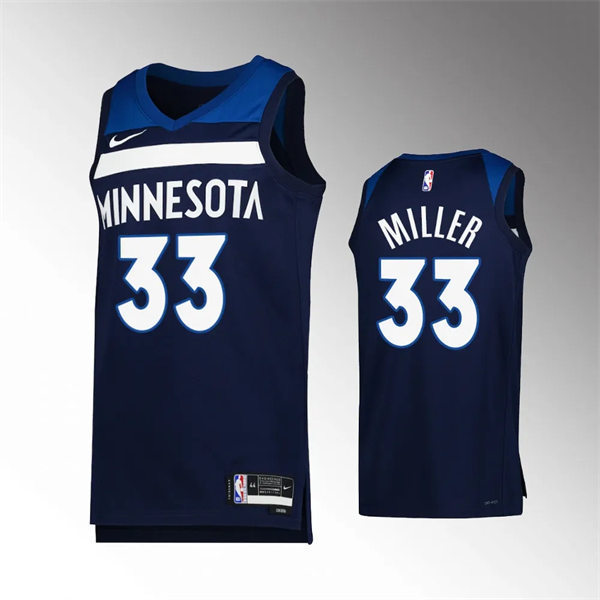  Men's Minnesota Timberwolves #33 Leonard Miller Navy Icon Edition Jersey 